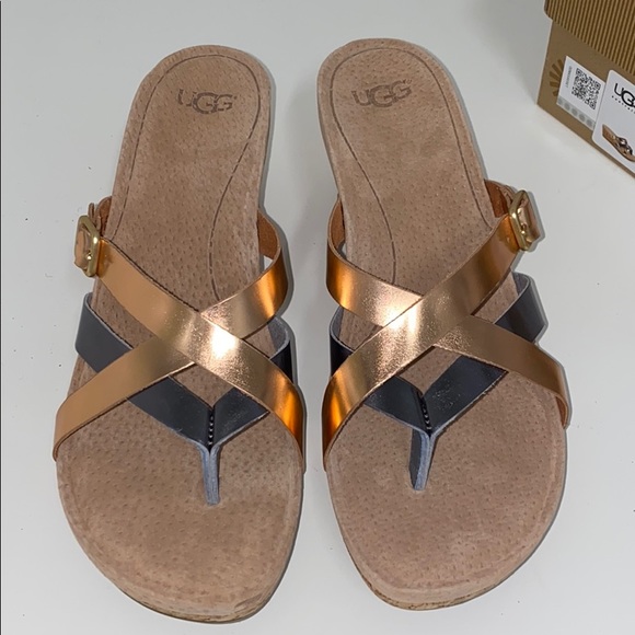 NIB AUTH UGG ADALIE MULE SANDAL ROSE GOLD PEWTER - Picture 2 of 7